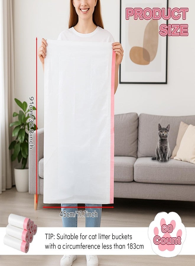 BOHUIZ 60 Count Litter Box Liners, Jumbo 36 x 18 Inches Drawstring Cat Litter Bags for Standard Litter Box, Jumbo Extra Thick Leak Proof Disposable Litter Bags Box Liners for Cat Pet Waste Litter Box - Image 2